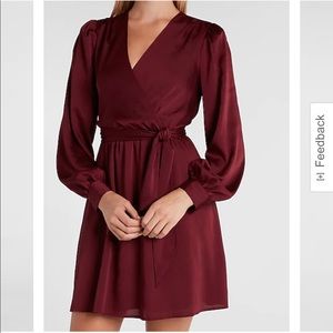 NWT Express Faux Wrap Satin Mini Dress